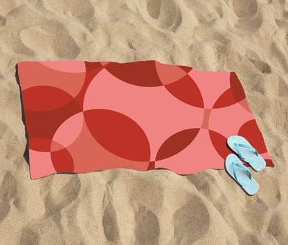 Red Circle Pattern Beach Towel