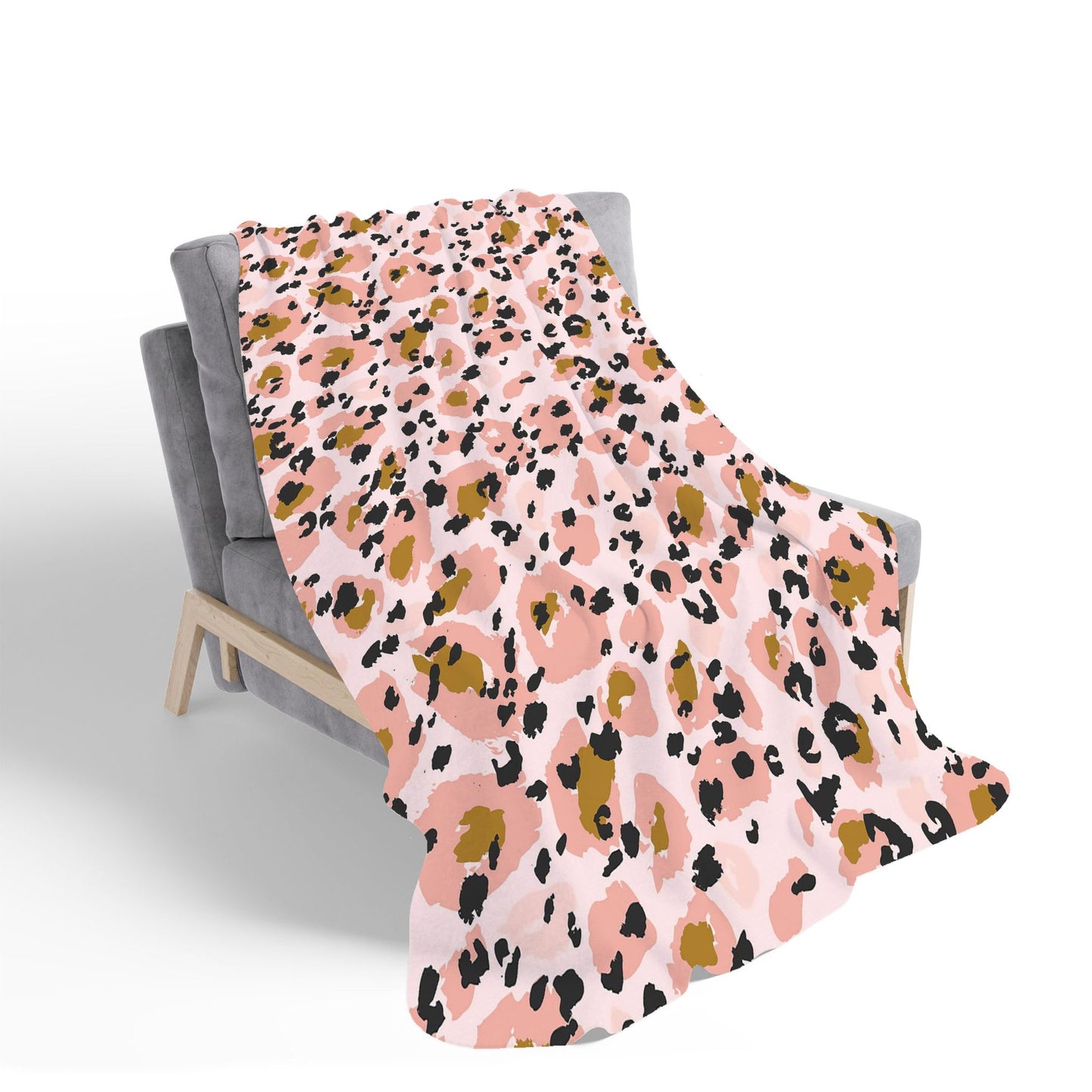 Hand Drawn Pink Leopard Print Sherpa Blanket
