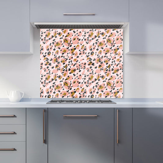 Hand Drawn Pink Leopard Print Kitchen Splashback