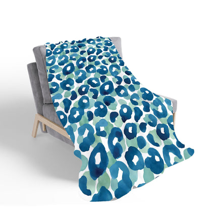 Watercolour Leopard Print Sherpa Blanket