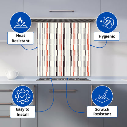 Dashed Stroke Pattern Kitchen Splashback