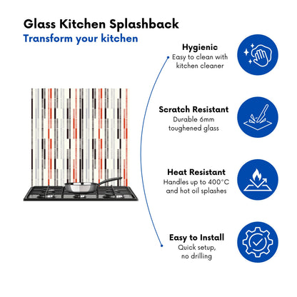 Dashed Stroke Pattern Kitchen Splashback