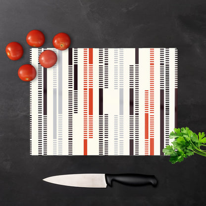 Dashed Stroke Pattern Glass Chopping Board