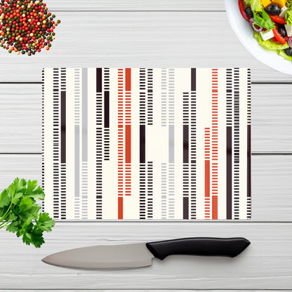 Dashed Stroke Pattern Glass Chopping Board