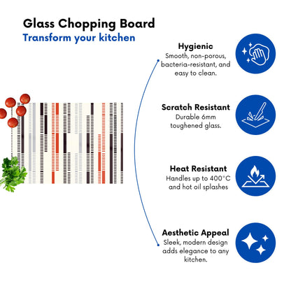 Dashed Stroke Pattern Glass Chopping Board