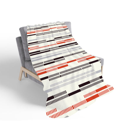 Dashed Stroke Pattern Sherpa Blanket