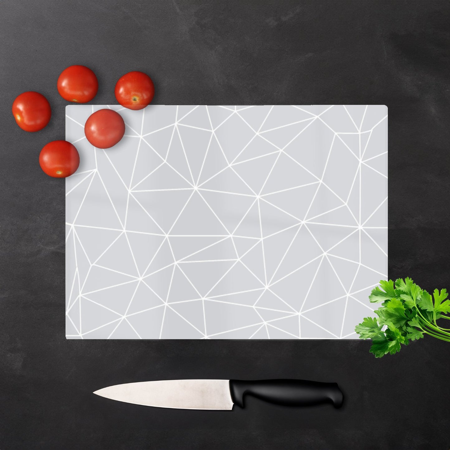 Geometric Triangle Pattern Glass Chopping Board