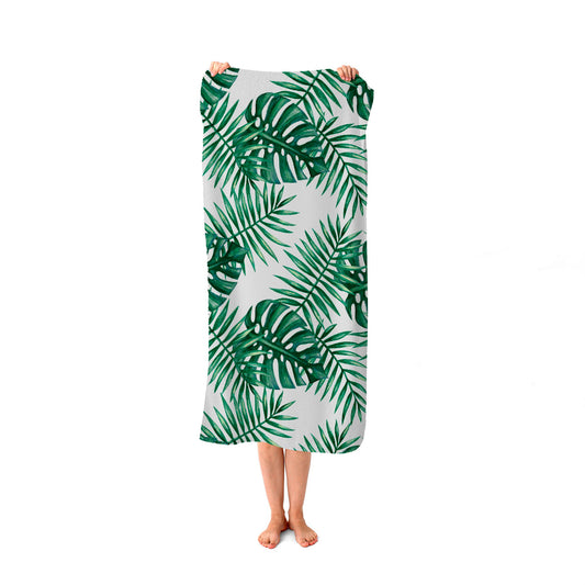 Watercolour Tropical Leaves Beach Towel