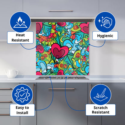 Hippie Psychedelic Pattern Kitchen Splashback