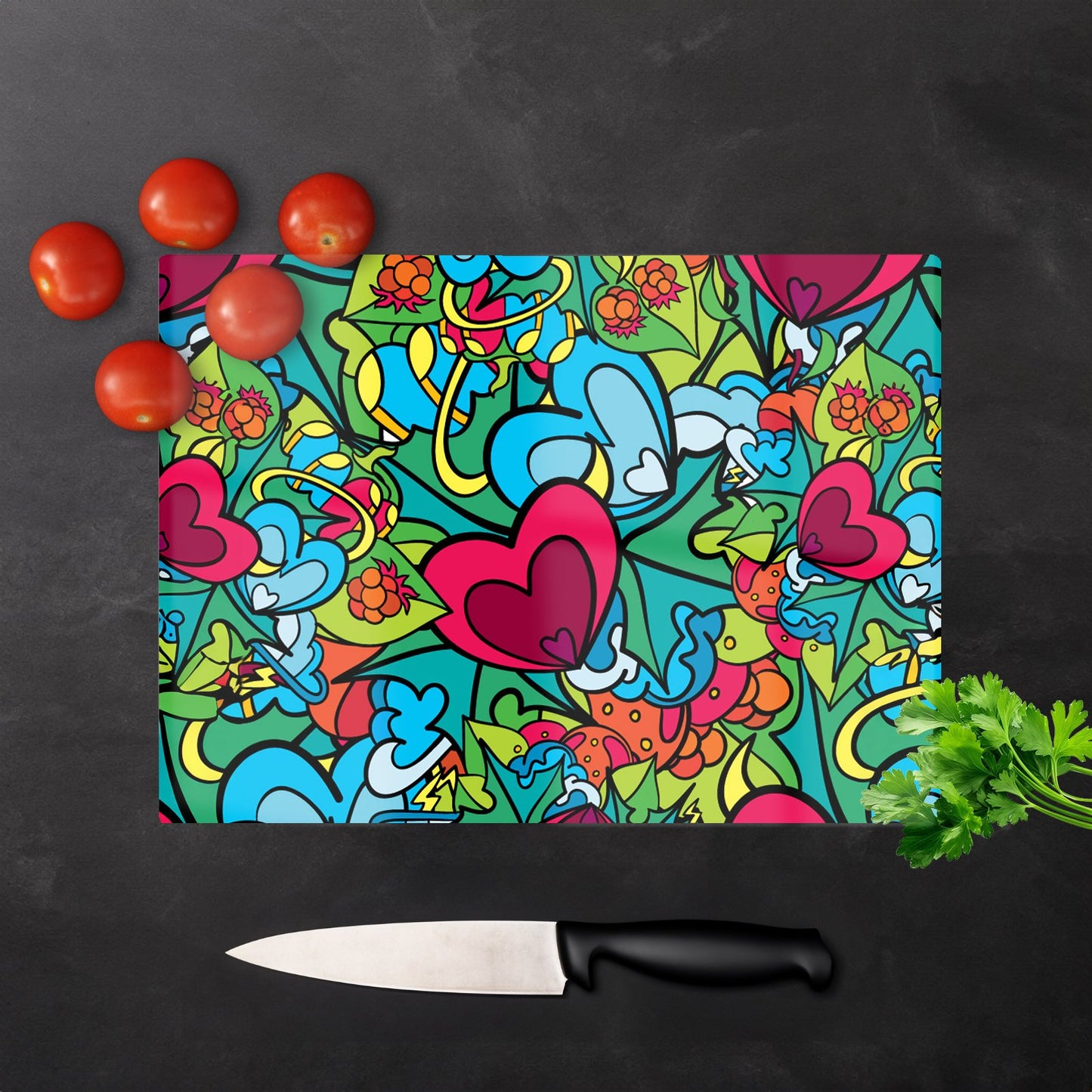 Hippie Psychedelic Pattern Glass Chopping Board
