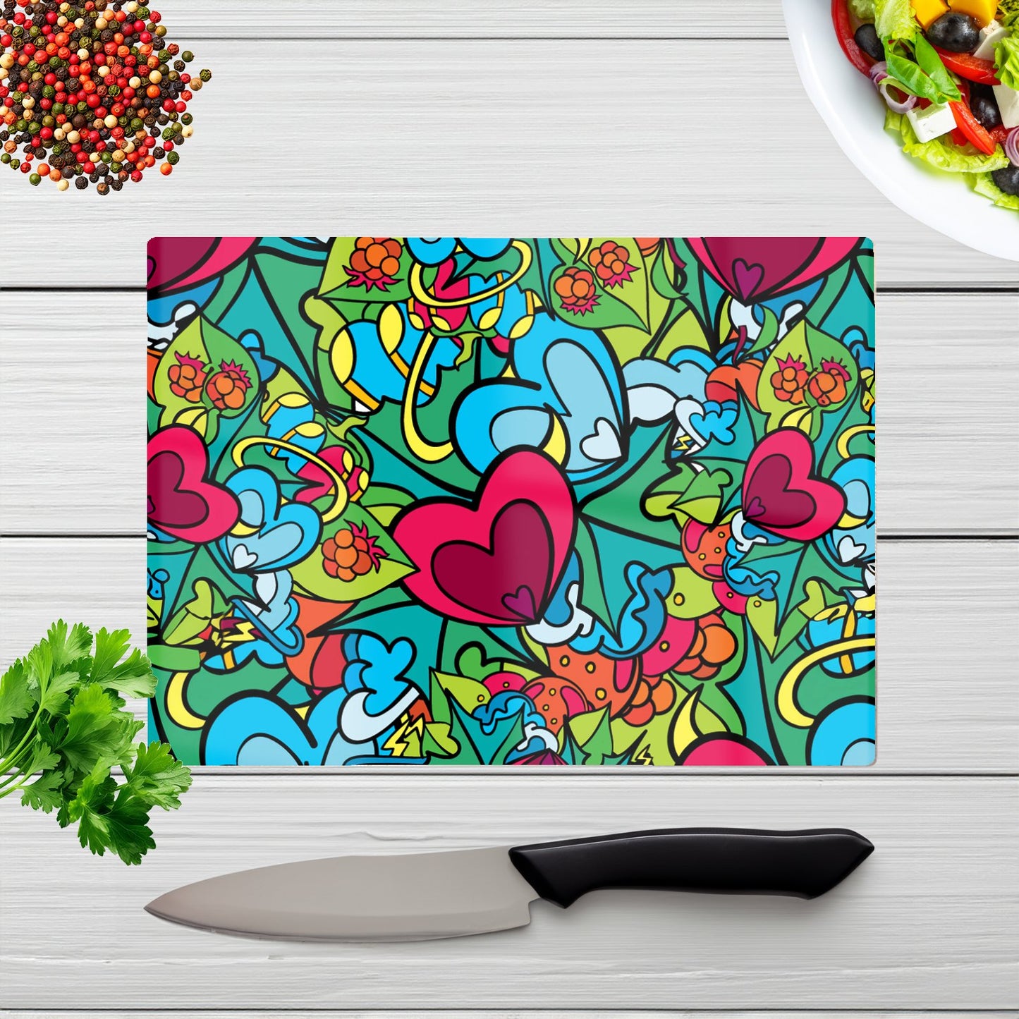 Hippie Psychedelic Pattern Glass Chopping Board