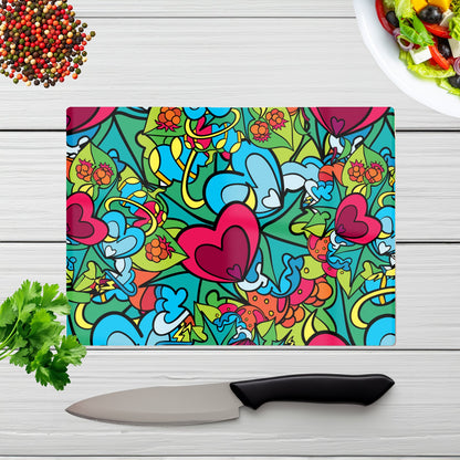 Hippie Psychedelic Pattern Glass Chopping Board