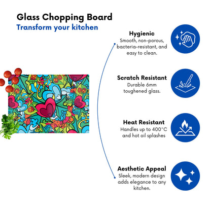 Hippie Psychedelic Pattern Glass Chopping Board