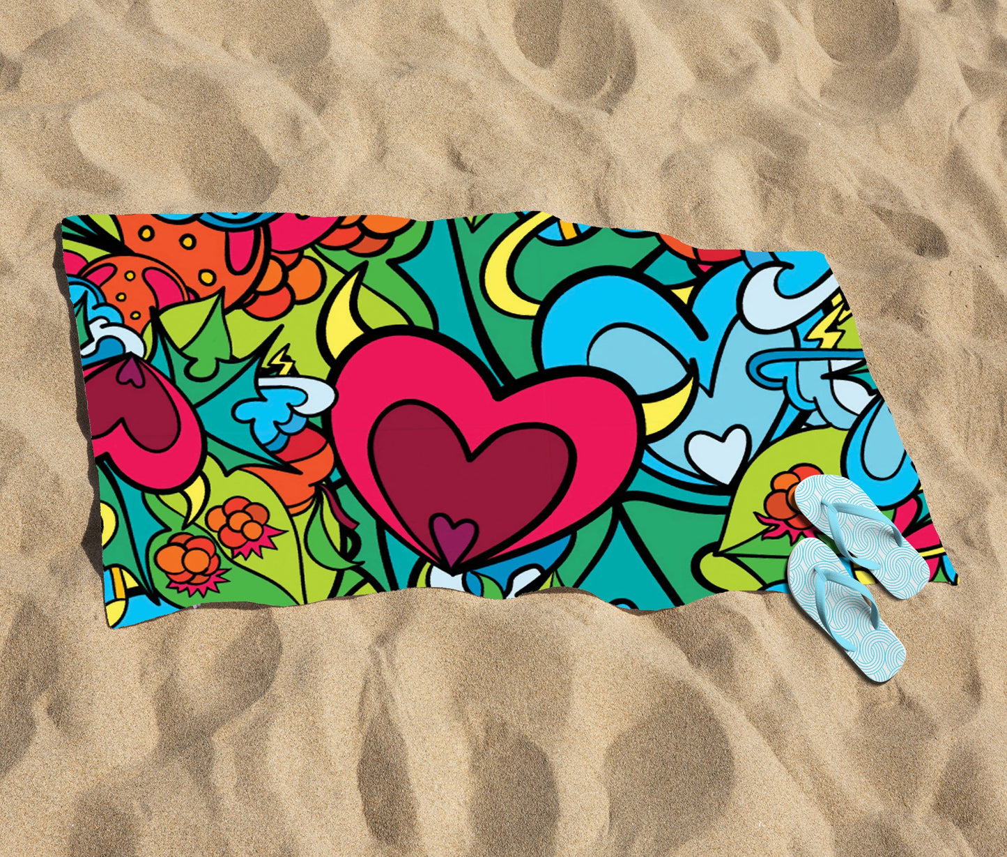 Hippie Psychedelic Pattern Beach Towel