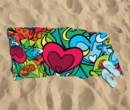 Hippie Psychedelic Pattern Beach Towel