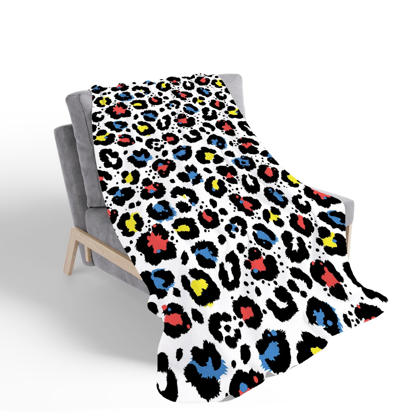 Coloured Leopard Print Sherpa Blanket