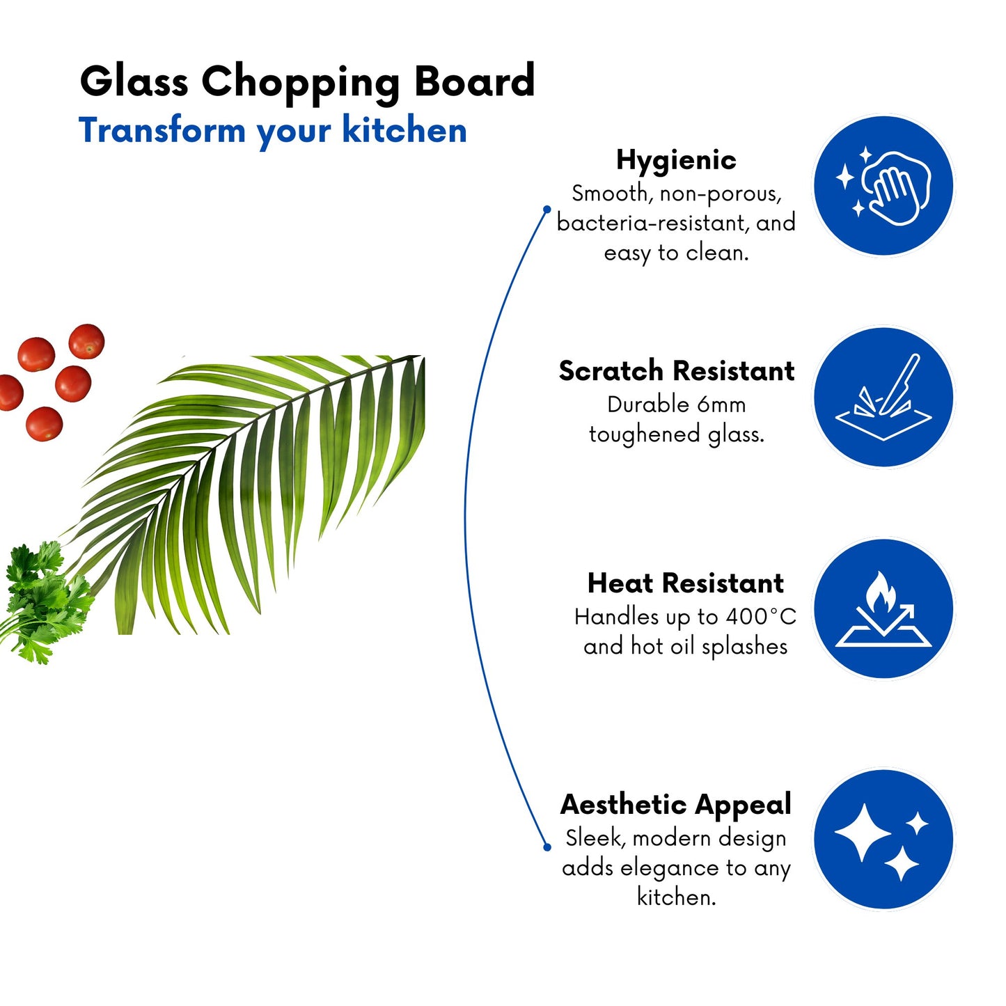 Single Palm Leaf Glass Chopping Board