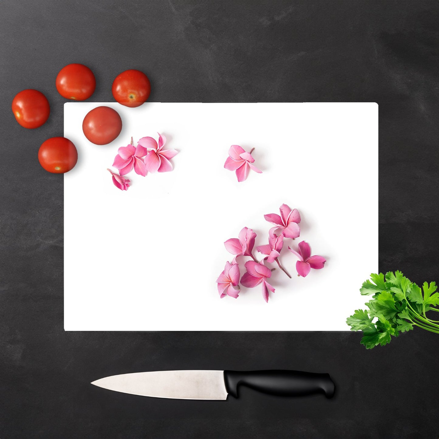 Pink Frangipani Flowers Glass Chopping Board