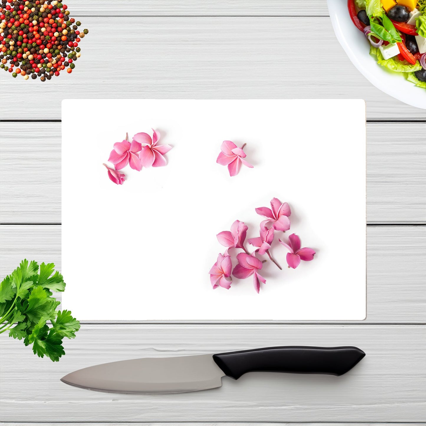Pink Frangipani Flowers Glass Chopping Board
