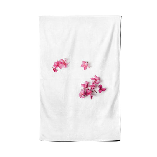 Pink Frangipani Flowers Tea Towel