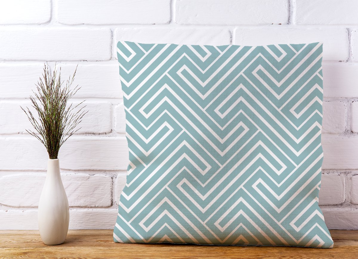 Blue And White Geometric Pattern Cushions