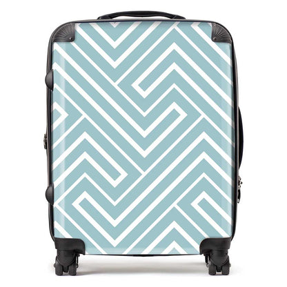 Blue And White Geometric Pattern Suitcase