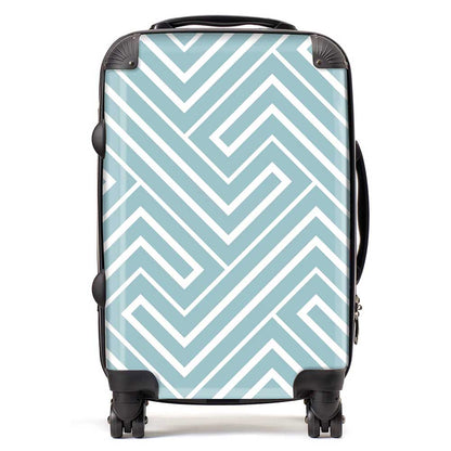 Blue And White Geometric Pattern Suitcase