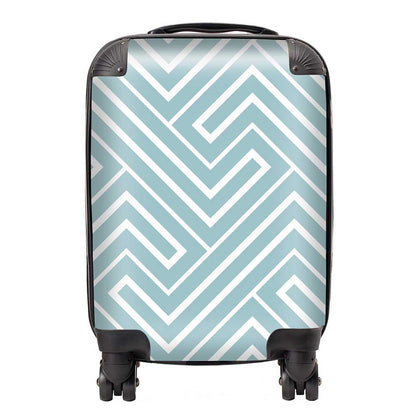 Blue And White Geometric Pattern Suitcase