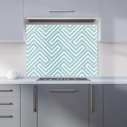 Blue And White Geometric Pattern Kitchen Splashback