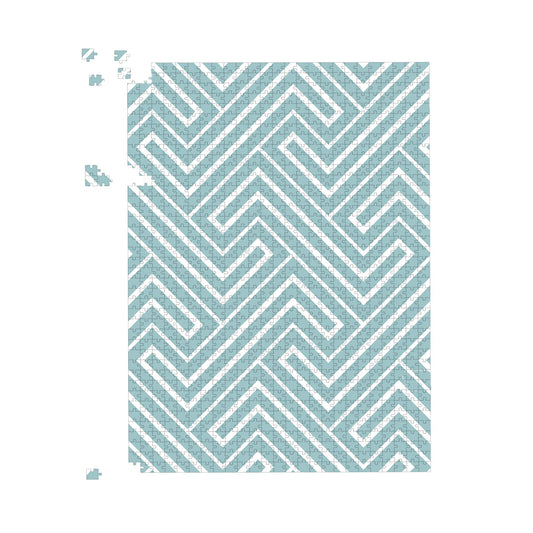 Blue And White Geometric Pattern Jigsaw Puzzle