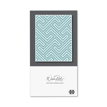 Blue And White Geometric Pattern Jigsaw Puzzle