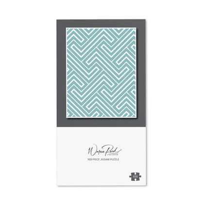 Blue And White Geometric Pattern Jigsaw Puzzle