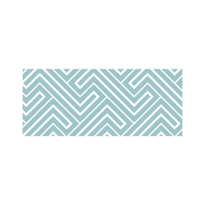 Blue And White Geometric Pattern Glass Bathroom Splashback