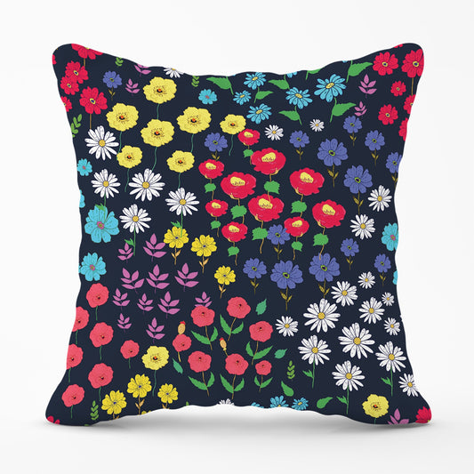 Multicoloured Flower Pattern Cushions