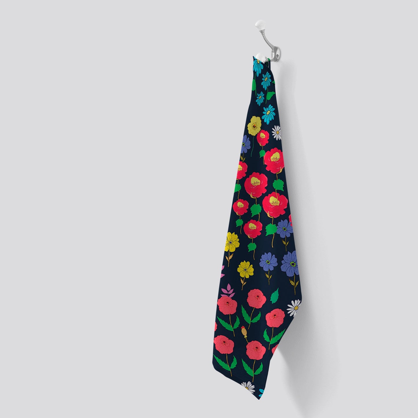 Multicoloured Flower Pattern Tea Towel