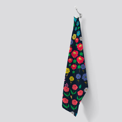 Multicoloured Flower Pattern Tea Towel