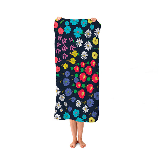 Multicoloured Flower Pattern Beach Towel
