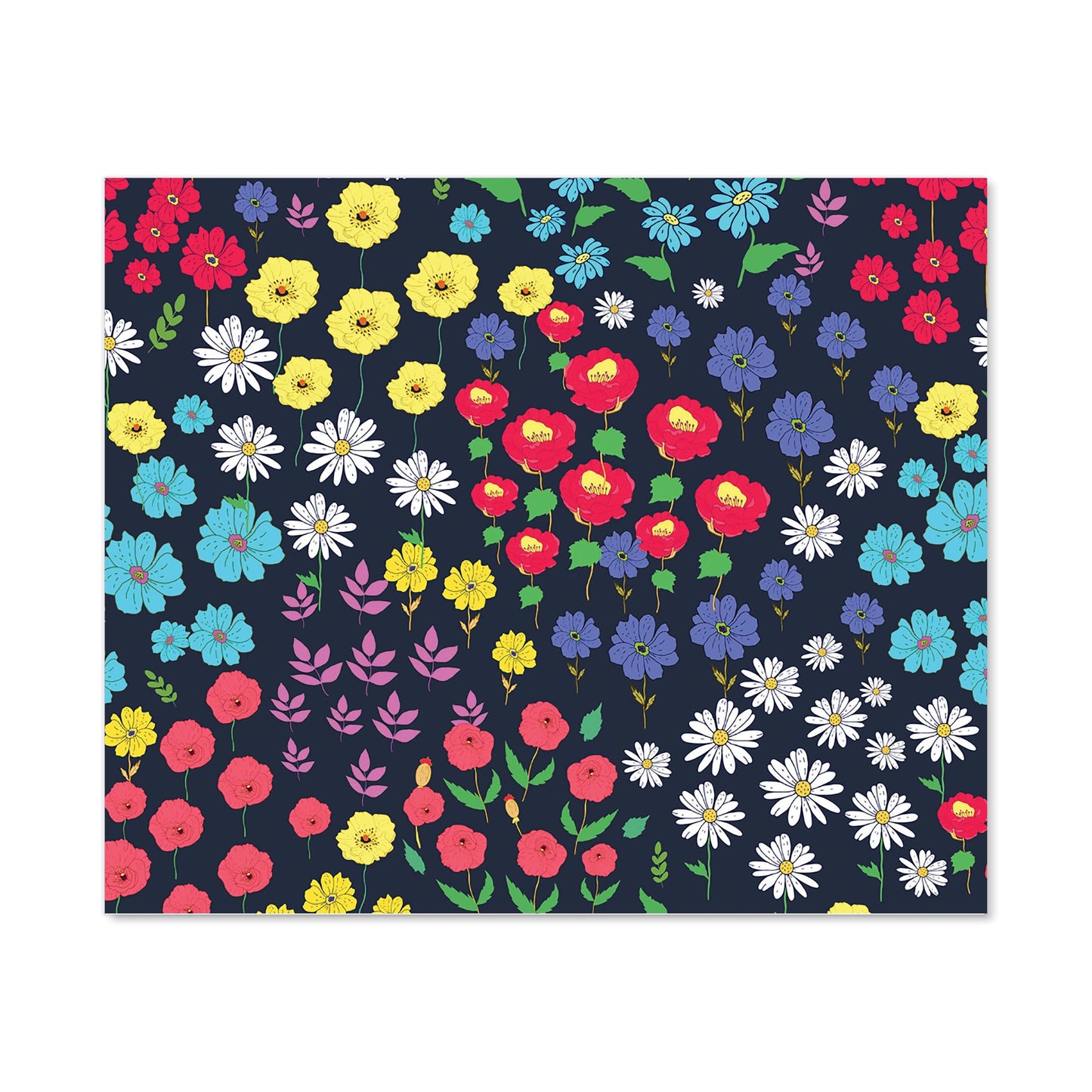 Multicoloured Flower Pattern Kitchen Splashback