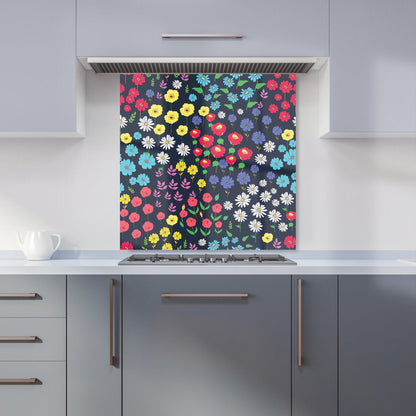 Multicoloured Flower Pattern Kitchen Splashback