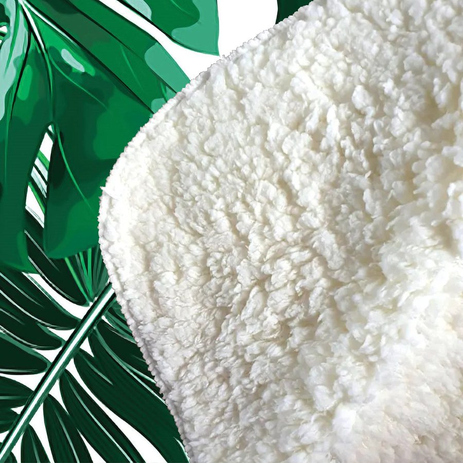 Tropical Jungle Leaf Pattern Sherpa Blanket