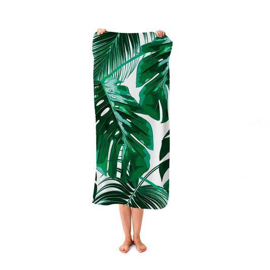 Tropical Jungle Leaf Pattern Beach Towel