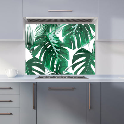 Tropical Jungle Leaf Pattern Kitchen Splashback