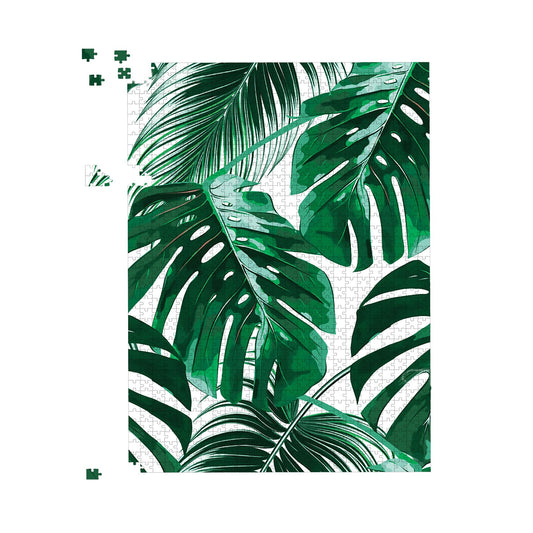 Tropical Jungle Leaf Pattern Jigsaw Puzzle