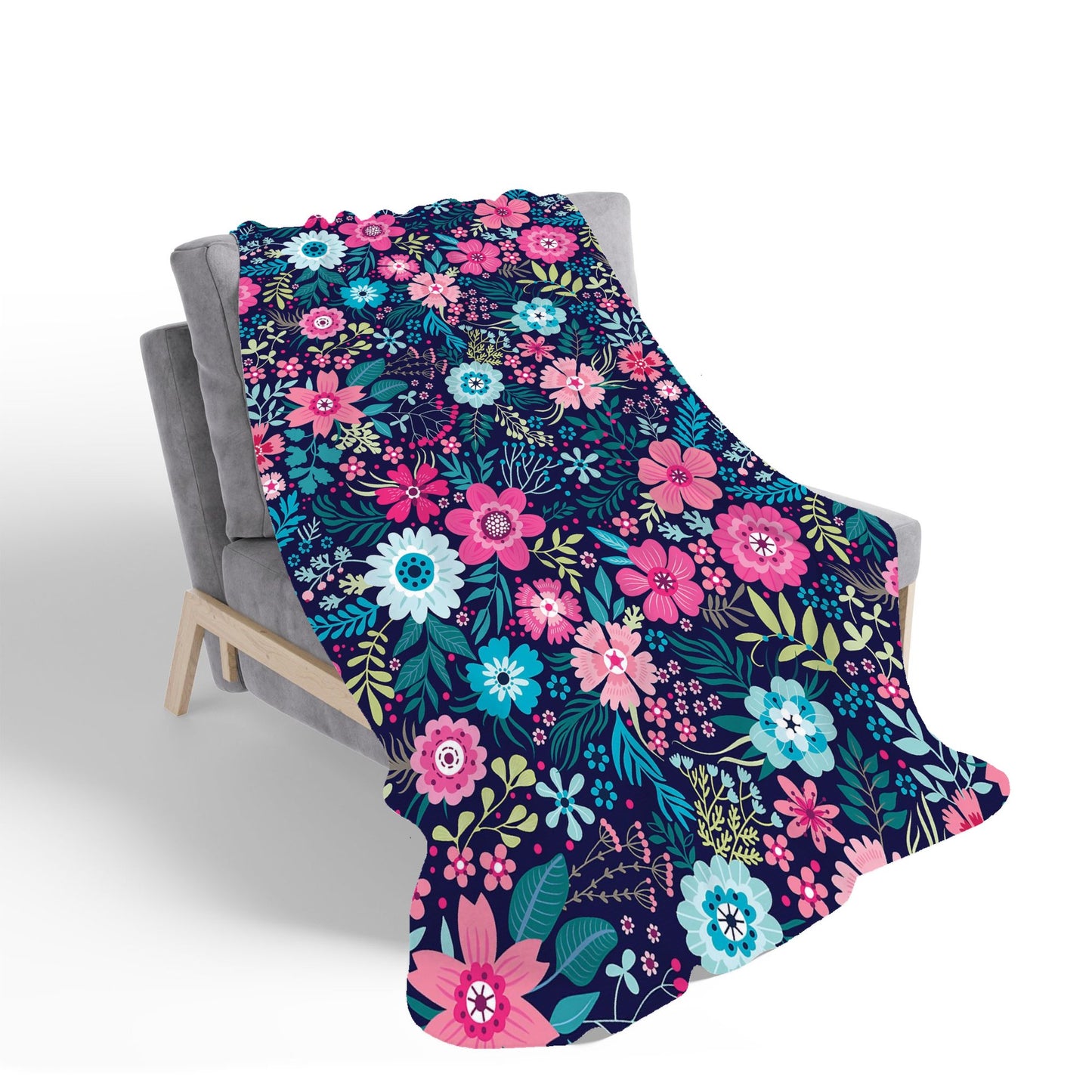 Cute Colourful Flower Pattern Sherpa Blanket