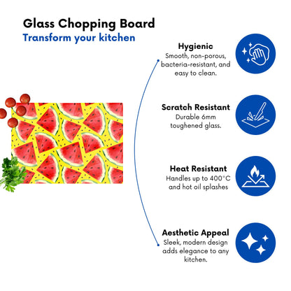 Watermelon Pattern Glass Chopping Board
