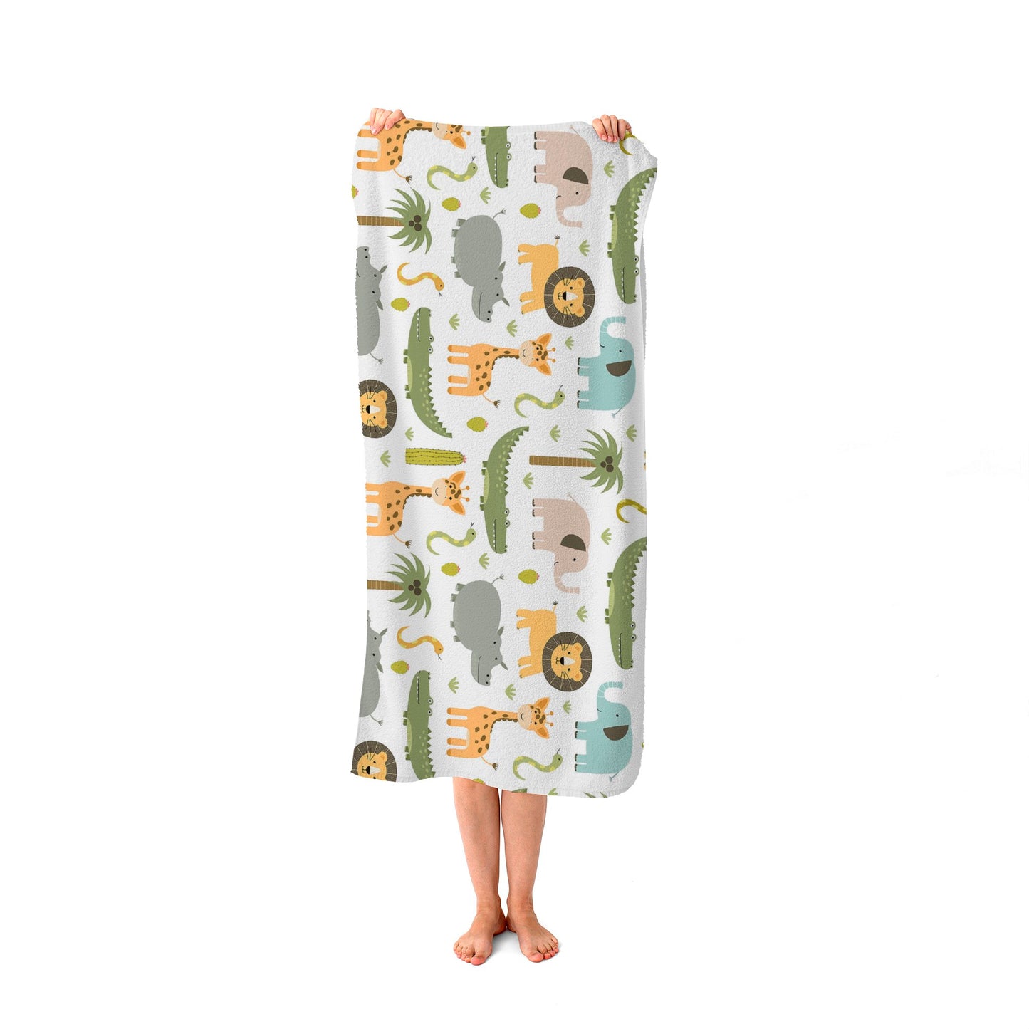 Cute Safari Animals Beach Towel