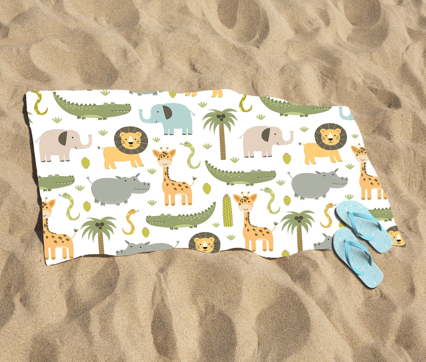 Cute Safari Animals Beach Towel