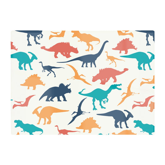 Multicoloured Dinosaurs Glass Chopping Board
