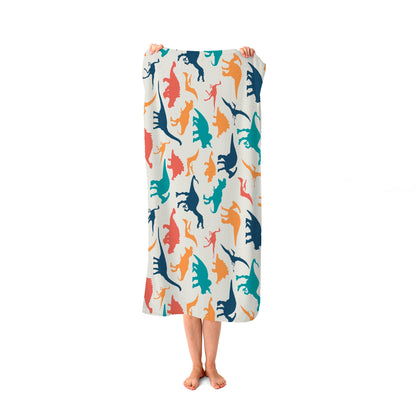Multicoloured Dinosaurs Beach Towel