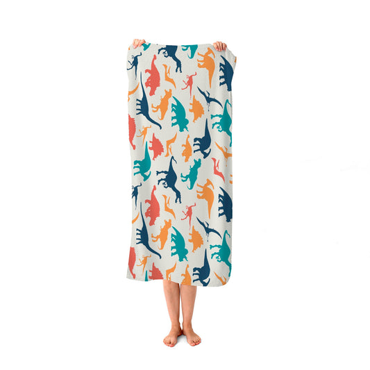 Multicoloured Dinosaurs Beach Towel